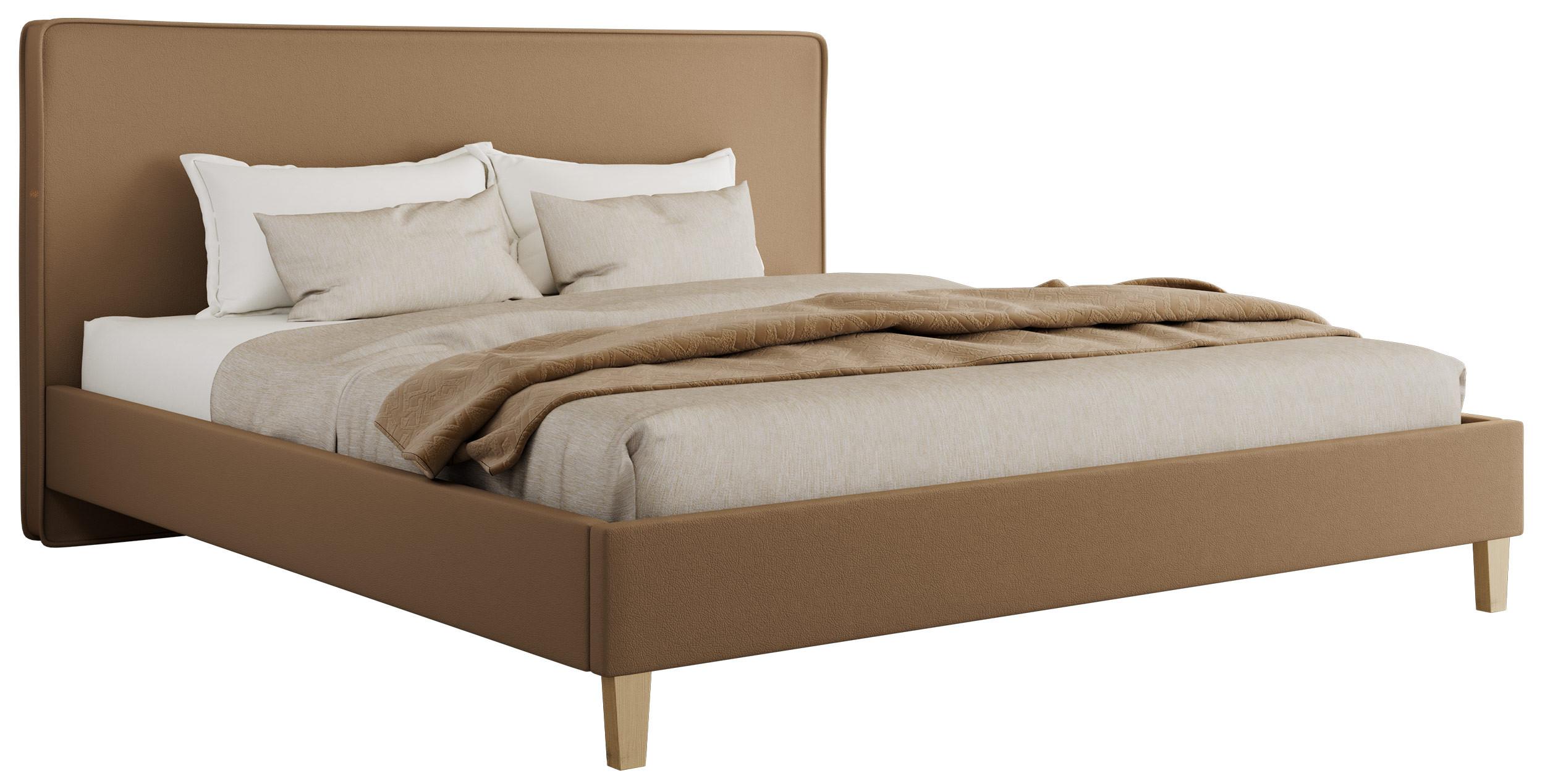 POLSTERBETT LUMARO CLASSIC 140/200 - Braun Kunstleder - Matratze Multipocket - Braun/Kernbuche, Holz/Textil (140/200cm) - MKS