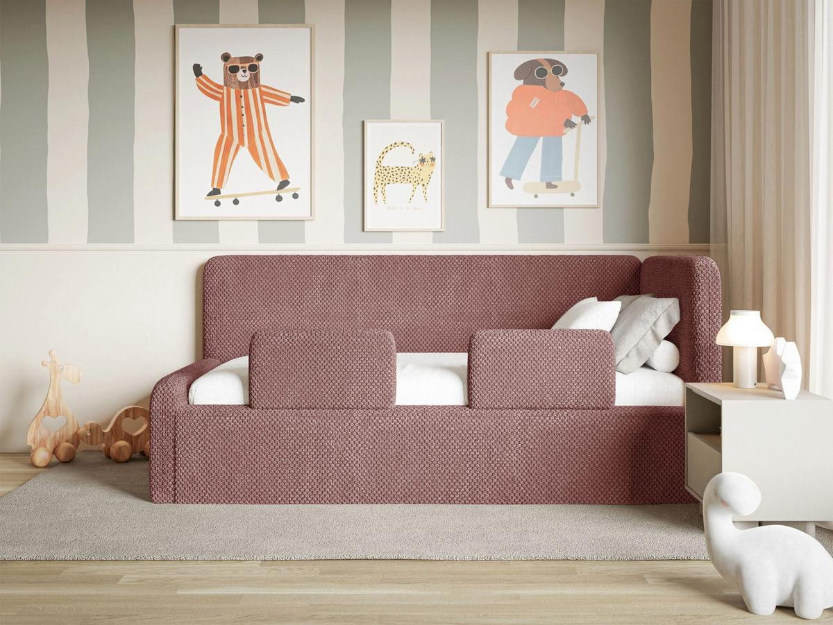 JUGENDBETT Fanko Samt Rosa 90x200 cm - Pink/Schwarz, Kunststoff/Textil (90/200cm) - Selsey