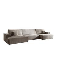 WOHNLANDSCHAFT Corunia - Hellbraun, Holzwerkstoff/Textil (398/70/148cm) - Fun Möbel