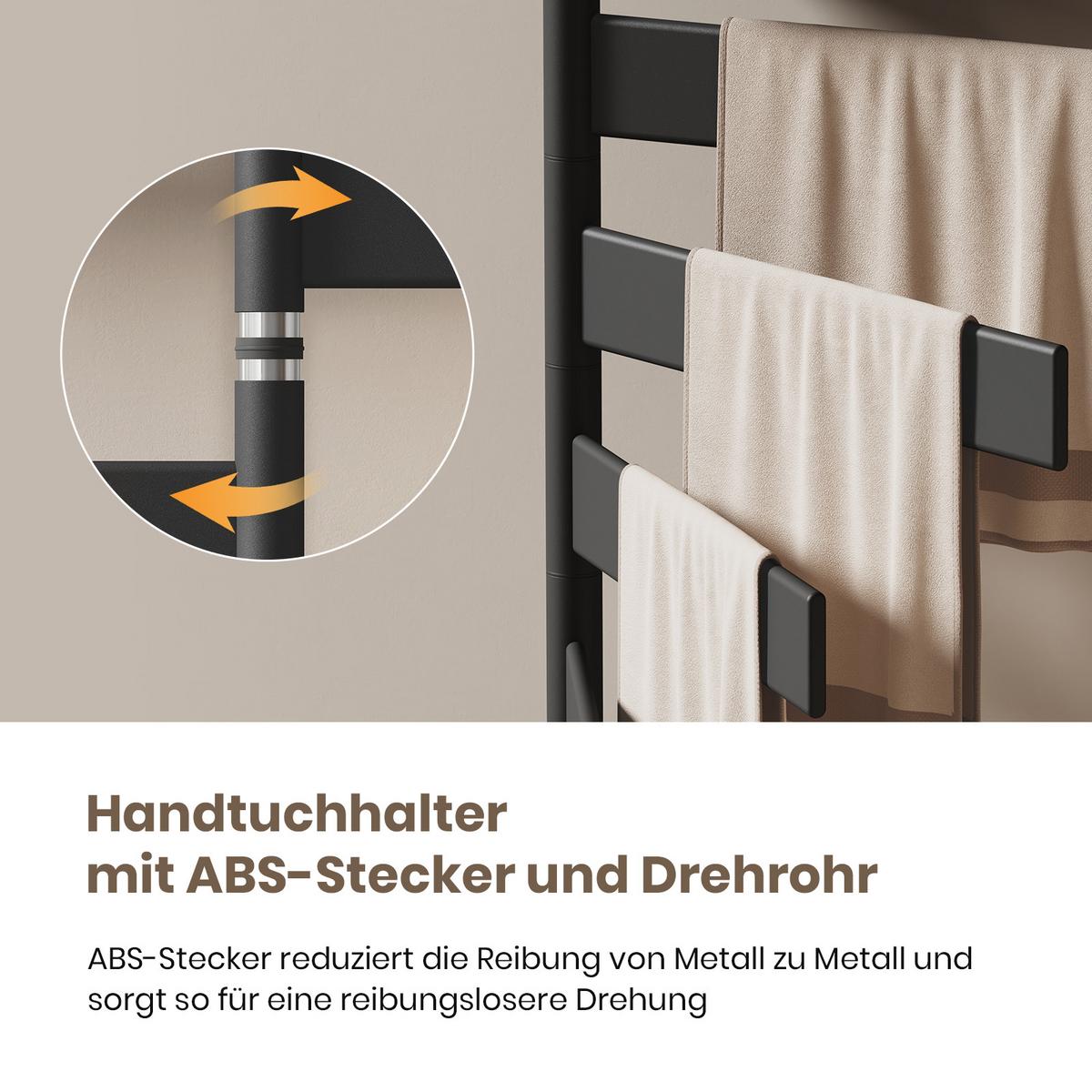HEIZKÖRPER Handtuchheizkörper Intelligentes Heizsystem mit Ablage Schwarz 76/45 cm - Schwarz, Metall (45/76/14cm) - EMKE