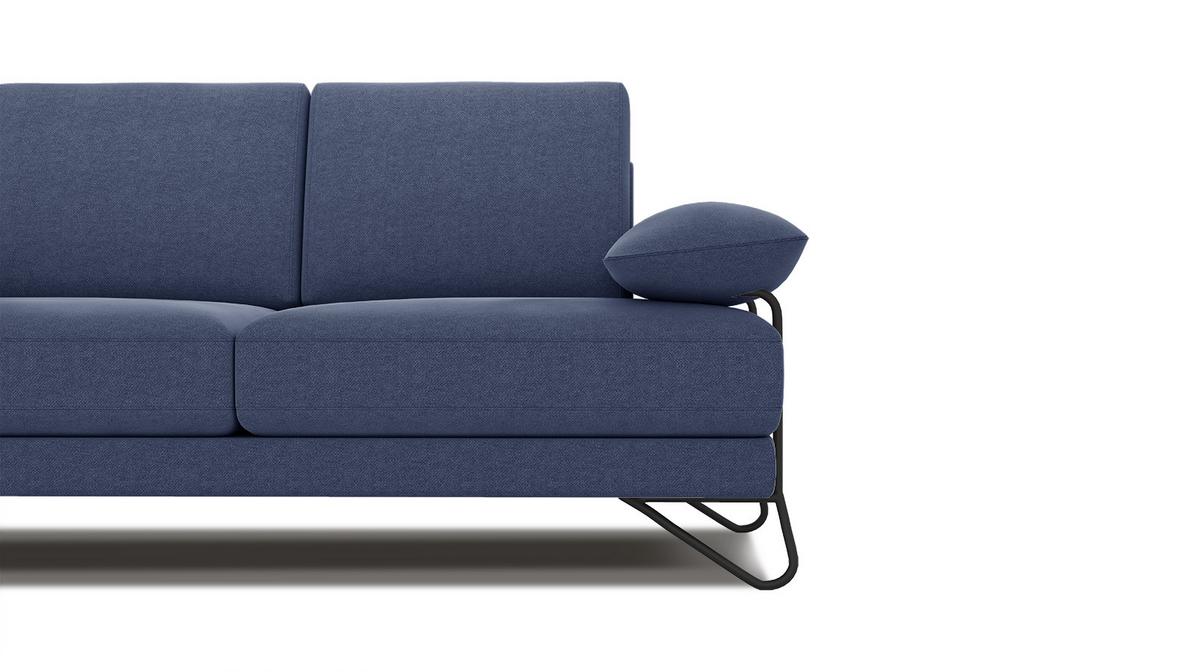 SOFA LORI 2-Sitzer, blau - Blau/Schwarz, Holzwerkstoff/Textil (185/87/96cm) - Wozimo