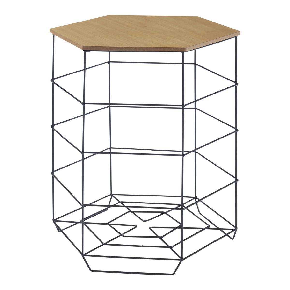 BEISTELLTISCH-SET 2 TLG. Hørsholm - Schwarz/Braun, Holzwerkstoff/Metall (41.5/41.5/51cm) - [en.casa]