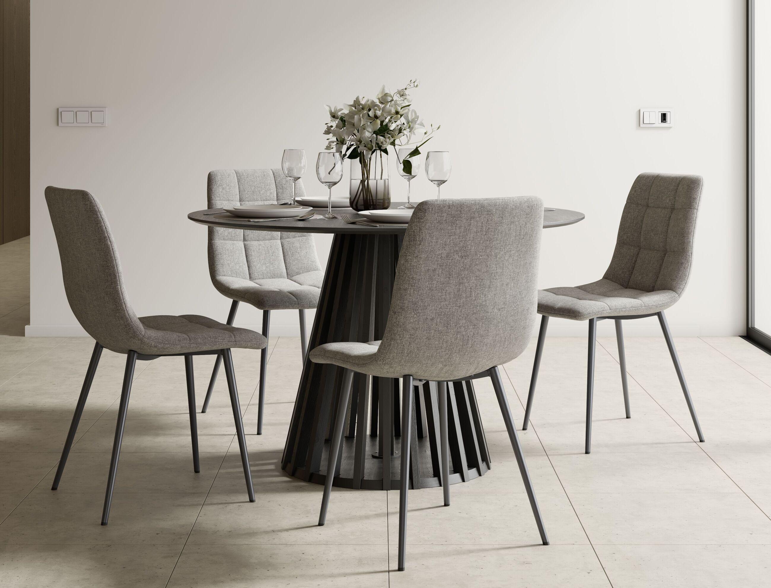 Gepolsterter Esszimmerstuhl in Grau