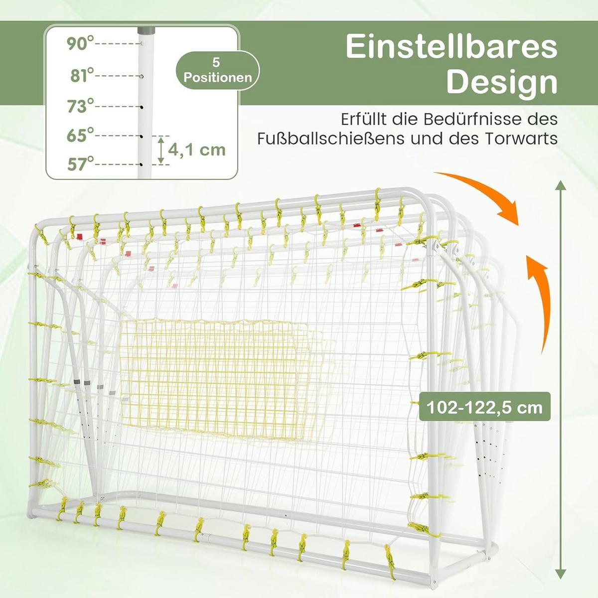 FUBBALLTOR Weiß - Weiß, Metall (187/123/60cm) - COSTWAY