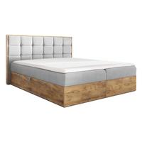 BOXBETT Vendio 160/200 cm in Hellgrau – mit Bettkasten und Topper - Hellgrau/Schwarz, Holz/Holzwerkstoff (160/200cm) - AX Living