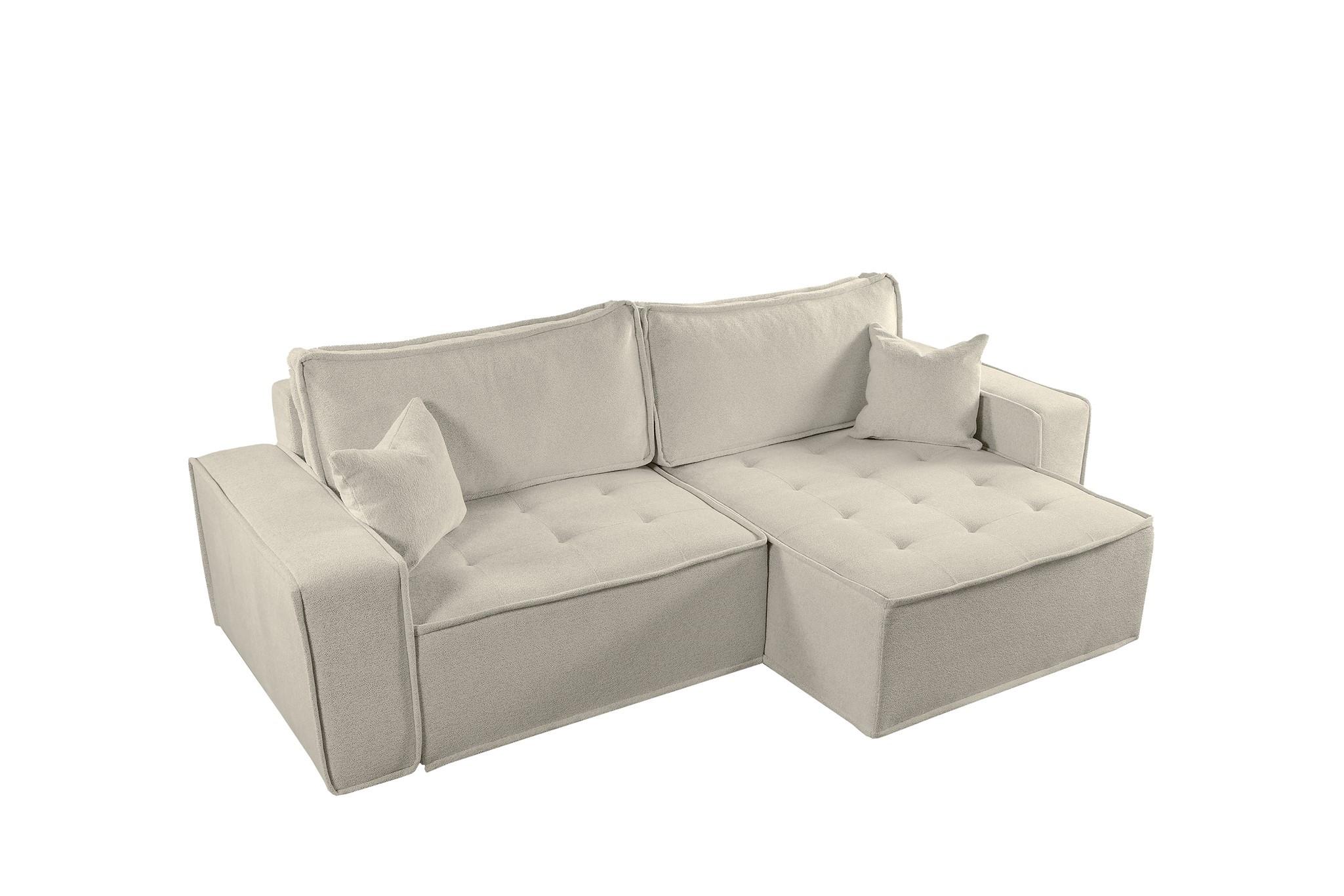 ECKSOFA Schlafsofa Flosi In Raven - Creme, Holzwerkstoff/Textil (248/140cm) - Fun Möbel