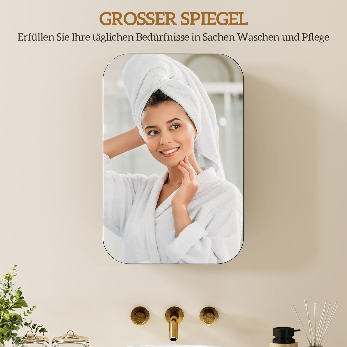 BAD Spiegelschrank Spanplatte Glas Schwarz - Schwarz, Holzwerkstoff (40/60/10cm) - HOMCOM