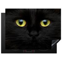 HERDABDECKPLATTE Katze - Augen - Gelb - Schwarz Herdabdeckung Induktionsfeld 70x52 cm - Schwarz, Kunststoff (70/52/0.2cm) - MuchoWow