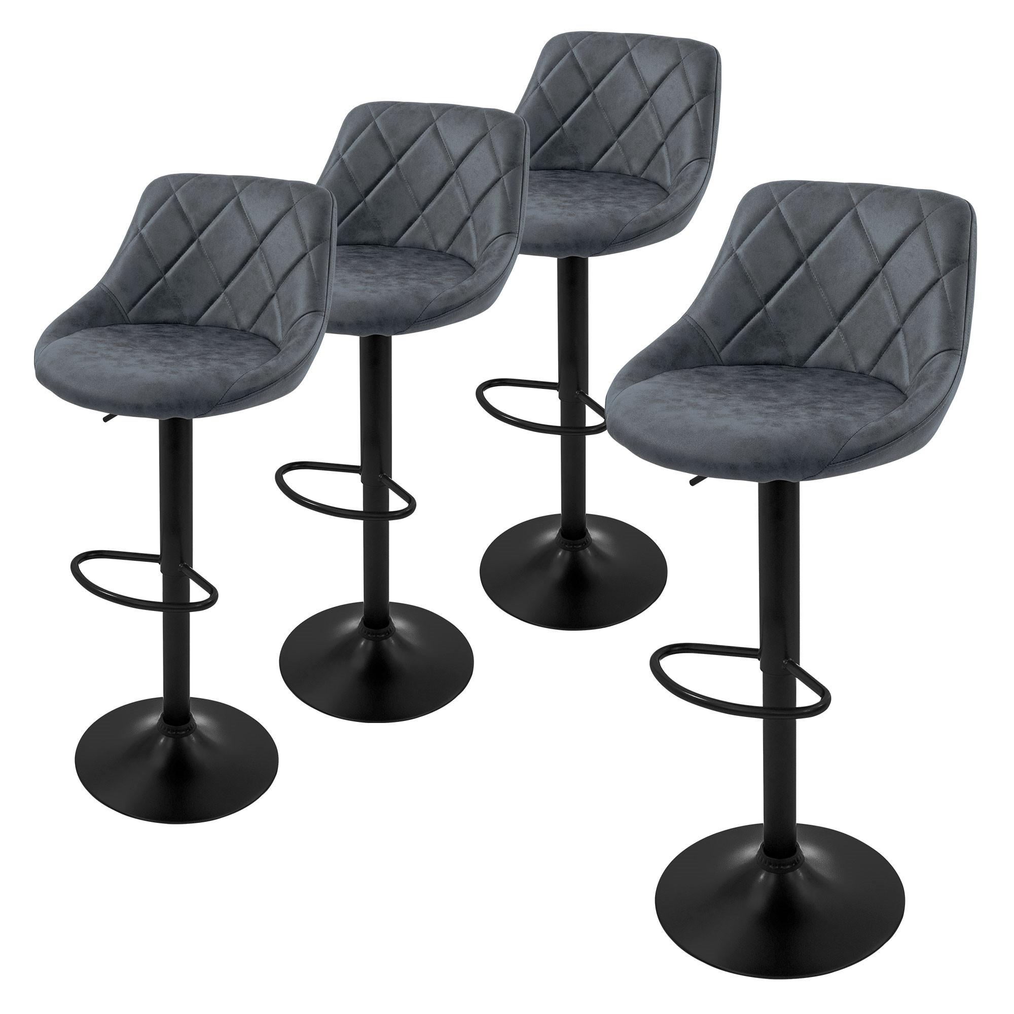 BARHOCKER 4er Set aus Kunstleder Anthrazit höhenverstellbar/drehbar - Anthrazit/Schwarz, Metall (37/106/47cm) - ML-DESIGN