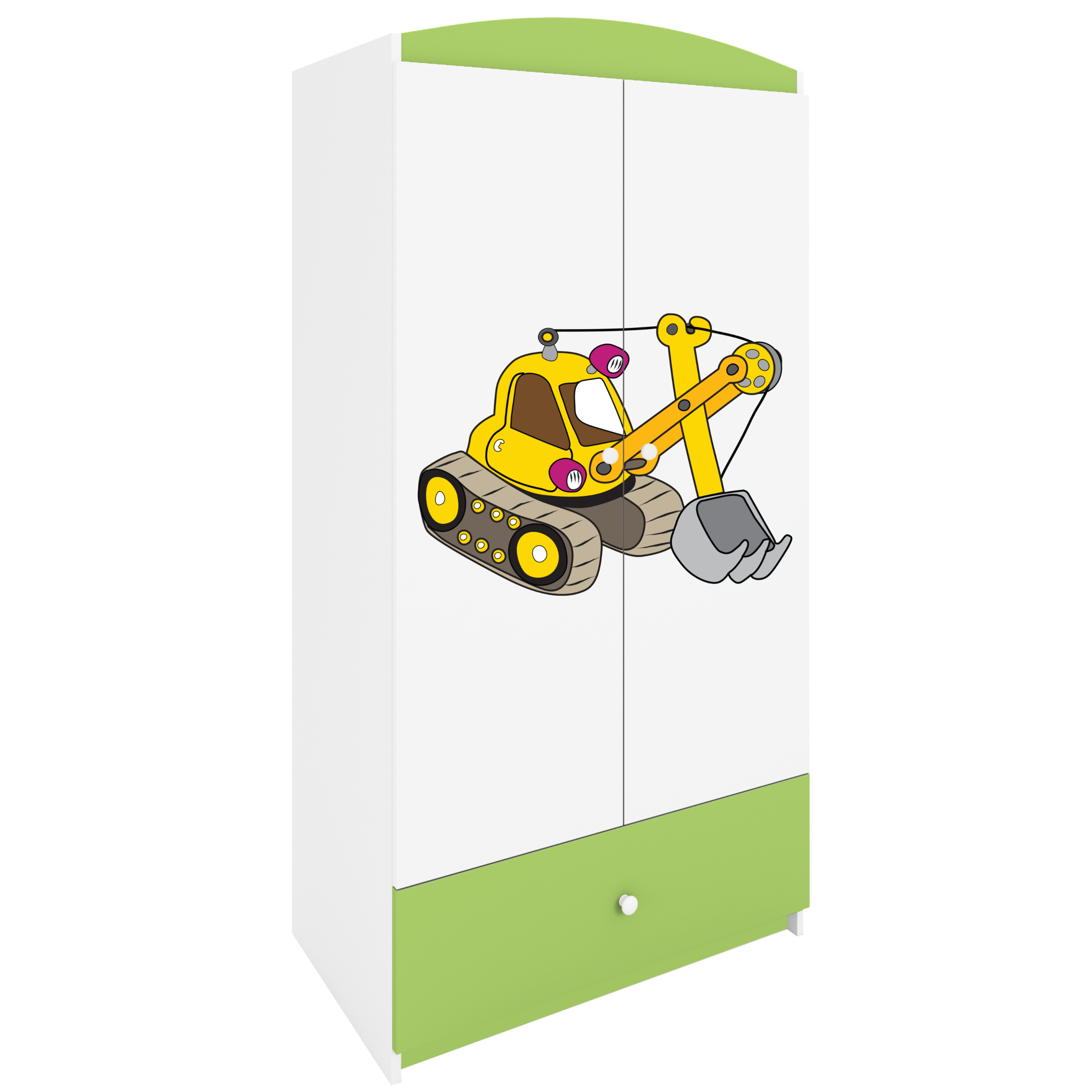 KINDERKLEIDERSCHRANK Excavator - Grün, Holzwerkstoff (90/175/52cm) - RAUMHIRSCH FURNITURE