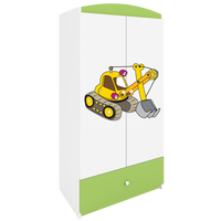 KINDERKLEIDERSCHRANK Excavator - Grün, Holzwerkstoff (90/175/52cm) - RAUMHIRSCH FURNITURE