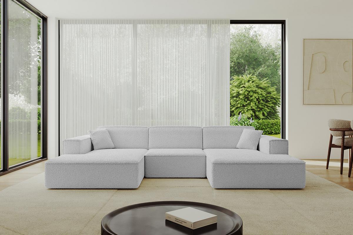 WOHNLANDSCHAFT IREA-U1-v4 - 301x165x77 cm Hellgrau - Hellgrau, Holzwerkstoff/Textil (301/77/165cm) - ALTDECOR