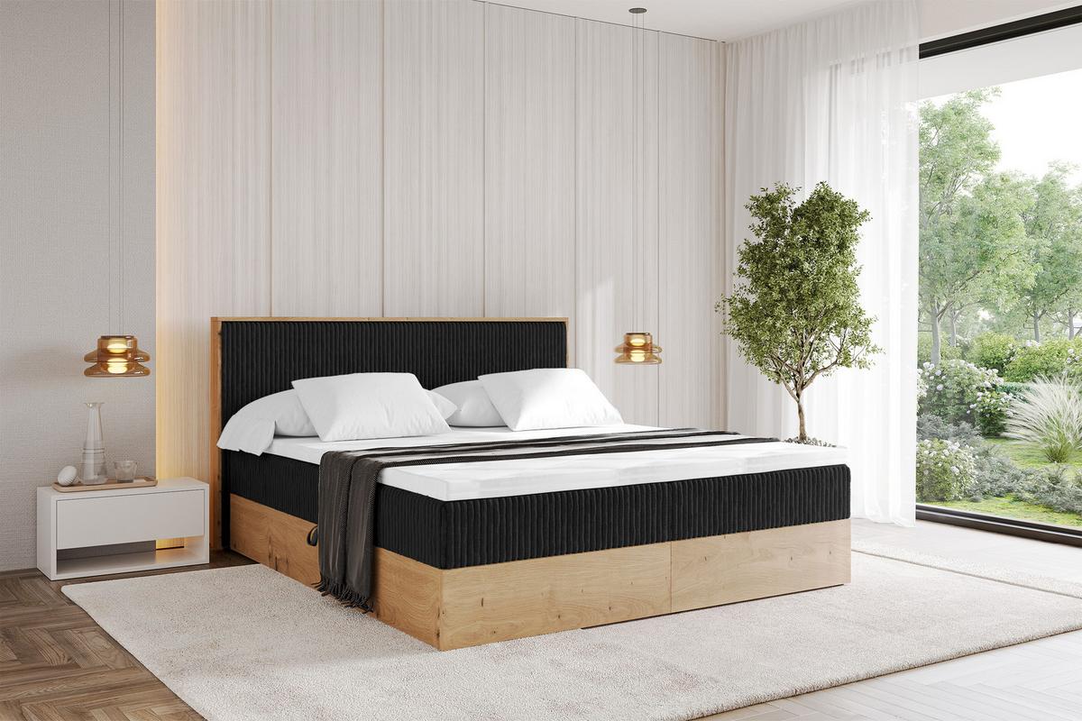 BOXBETT LOLLI9 - 160x200 - H4 Schwarz - Schwarz, Holzwerkstoff (160/200cm) - ALTDECOR