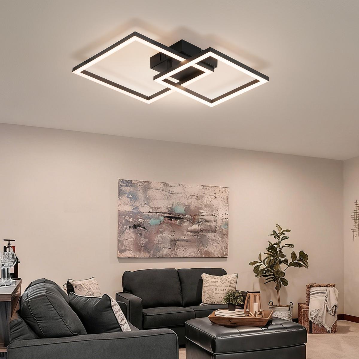 LED DECKENLEUCHTE Belwynne 34.5/34.5/6.7 cm - Schwarz, Kunststoff (34.5/34.5/6.7cm) - ZMH