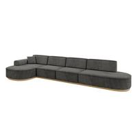 ECKSOFA Ottomane Links MARI-L3-v2 - 413x171x83 cm Dunkelgrau Velours - Dunkelgrau, Holzwerkstoff/Textil (413/171cm) - ALTDECOR