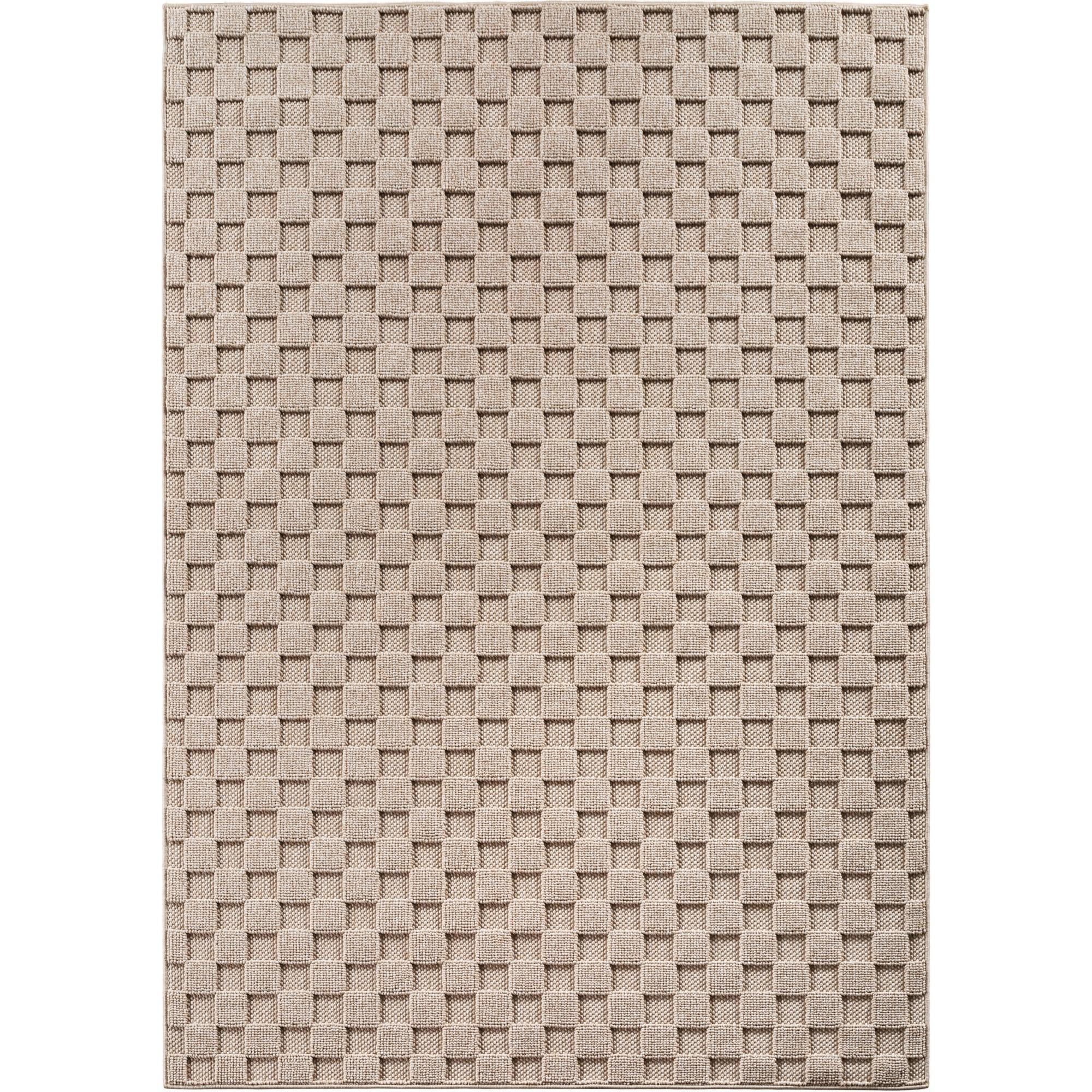 TEPPICH Flachgewebe LANGAU in Beige, mit Schachbrettmuster, 80 x 150 cm - Beige, Textil (80/150cm) - KADIMA DESIGN