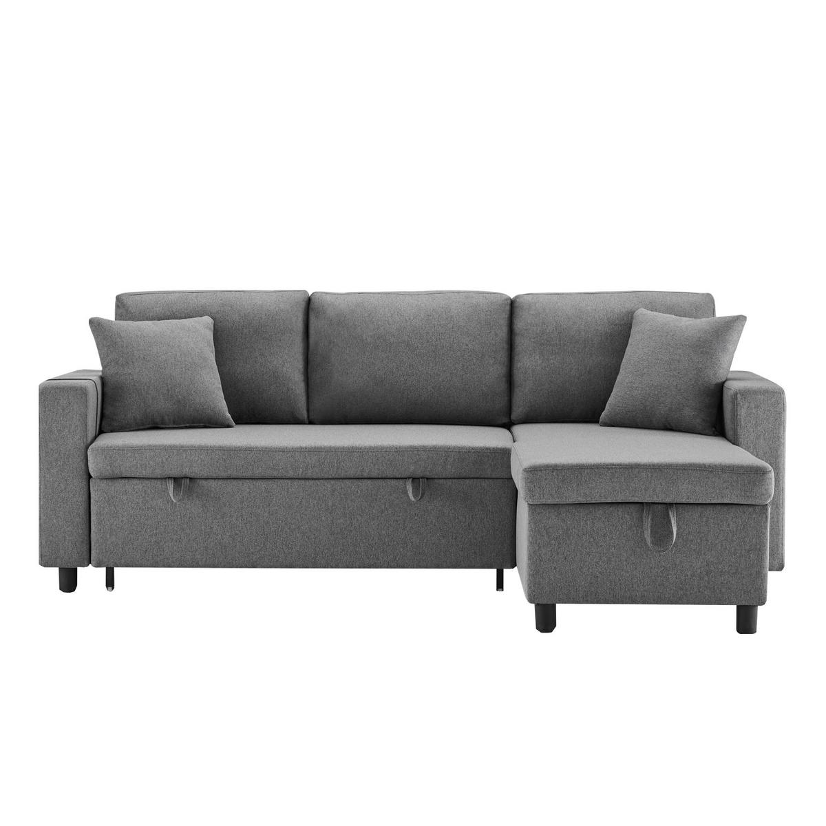 SCHLAFSOFA Modernes 3-Sitzer mit Stoffbezug, Dunkelgrau – Komfortabel, platzsparend, langlebig, 210 x 90 x 85 cm - Grau, Holzwerkstoff/Textil (219/83/143cm) - Urban Meuble
