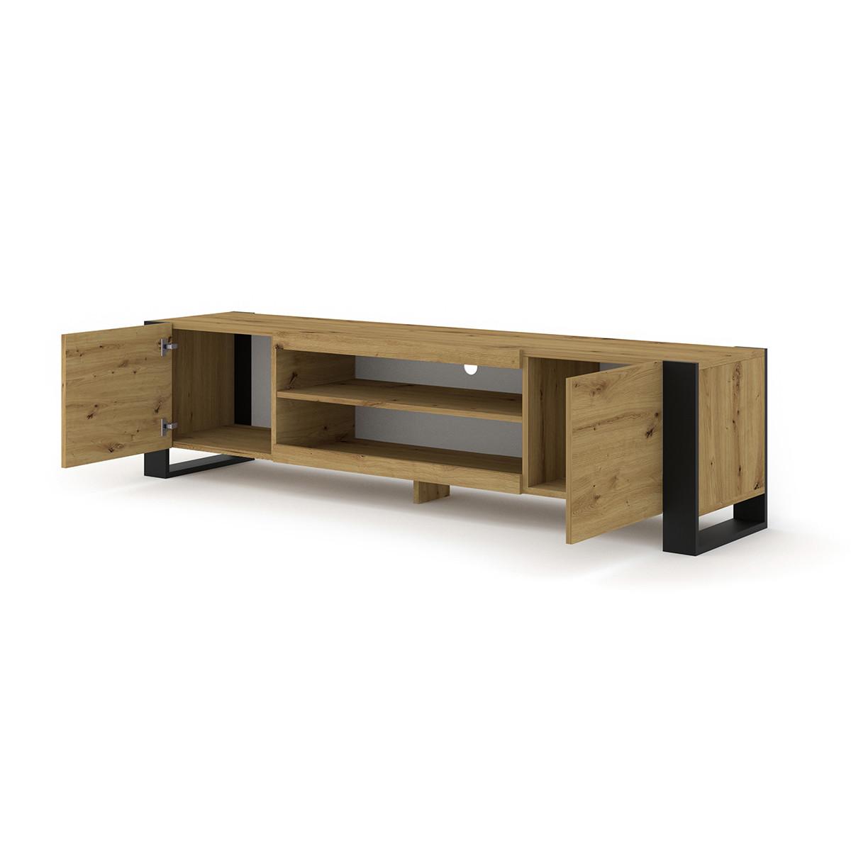 TV-MÖBEL Gani Holz und Mattschwarz - Schwarz, Holzwerkstoff (188/47/40cm) - Petits-meubles