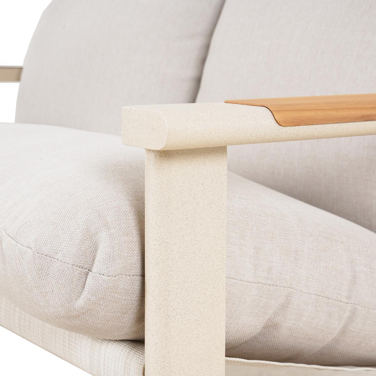 GARTENSET Aspen aus Metall, 2 Sessel + 2-Sitzer Sofa + Couchtisch, Beige - Beige, Metall - Beautysofa