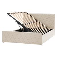 BETT mit Stauraum 180/200 cm Samtstoff Beige Rochefort - Beige, Textil (180/200cm) - Beliani