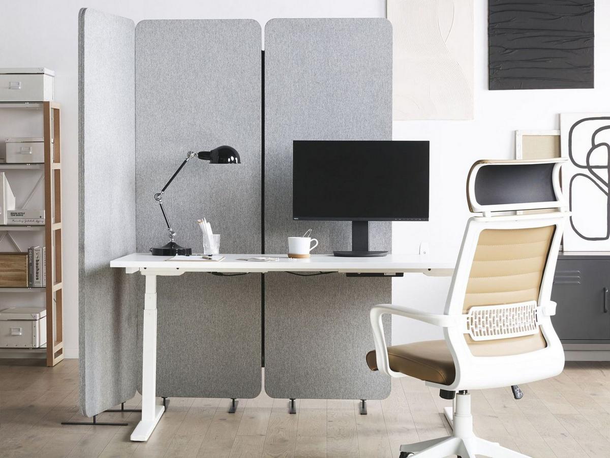 BÜRO-RAUMTEILER 184/184 cm Hellgrau Standi - Hellgrau/Grau, Textil (184/184/30cm) - Beliani
