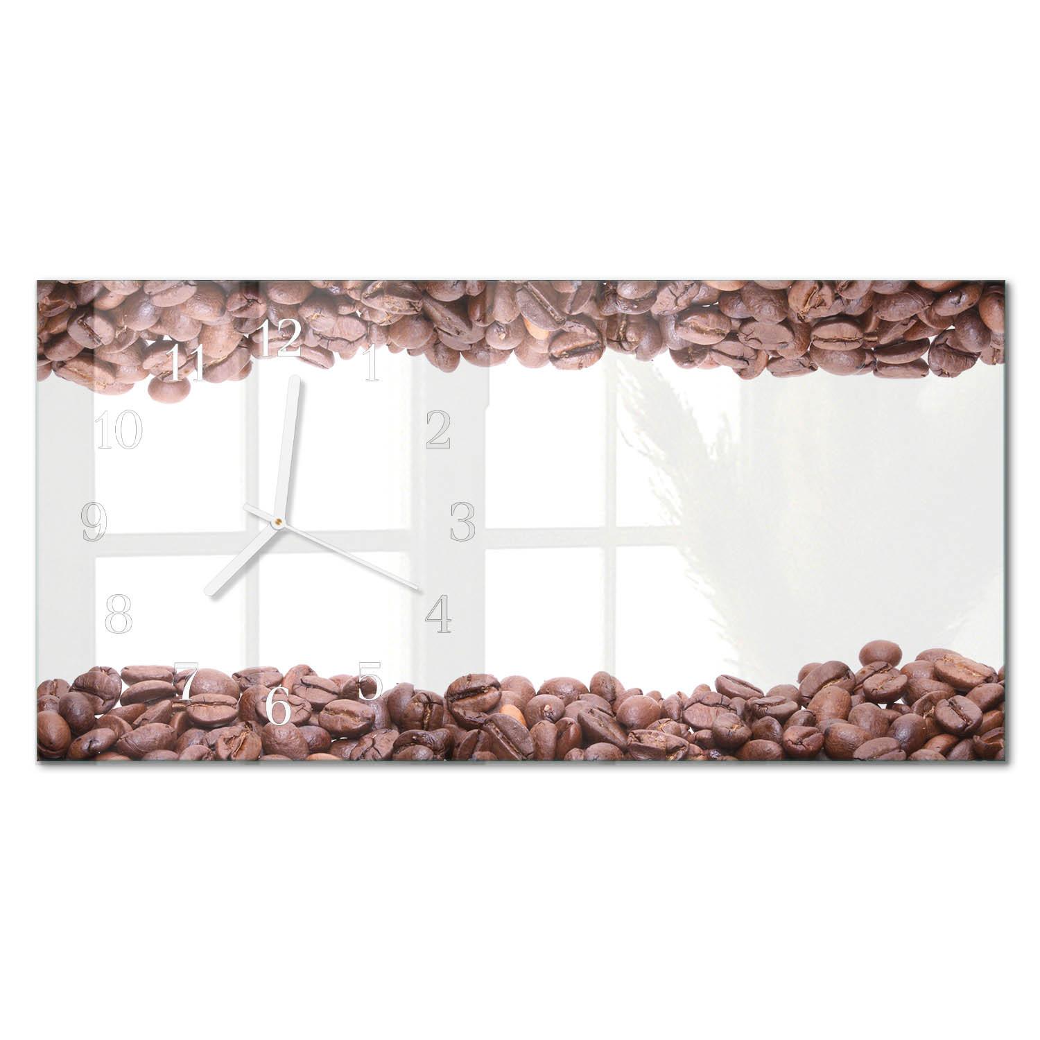 WANDUHR aus Glas 60x30 cm - Kaffeebohnen - Braun, Glas (60/30/0.4cm) - TULUP