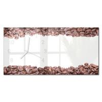 WANDUHR aus Glas 60x30 cm - Kaffeebohnen - Braun, Glas (60/30/0.4cm) - TULUP