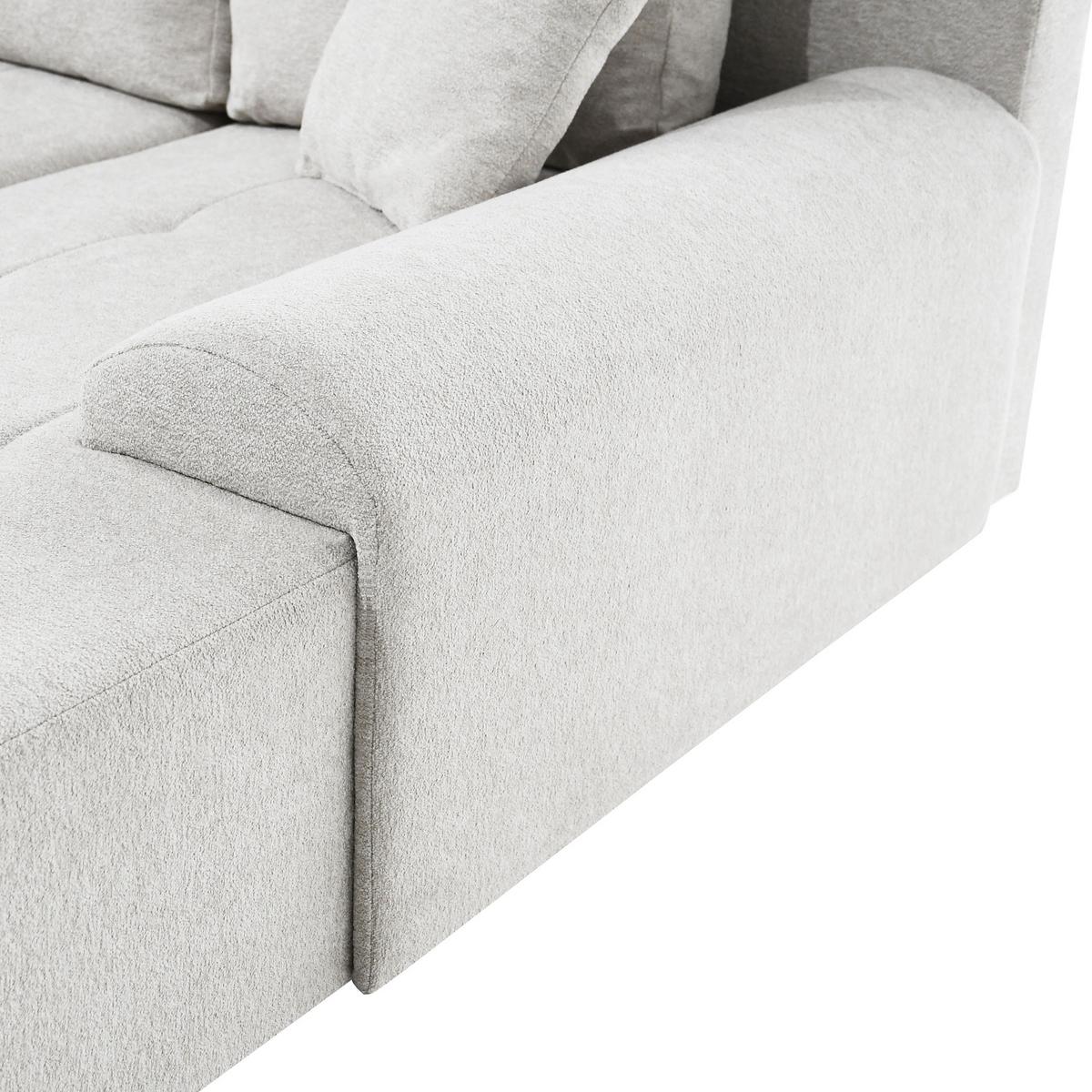 ECKSCHLAFSOFA Dallas mit Bettkasten, 255 cm, Creme, rechts, Velour-Stoff - Beige, Textil (255/175cm) - Beautysofa