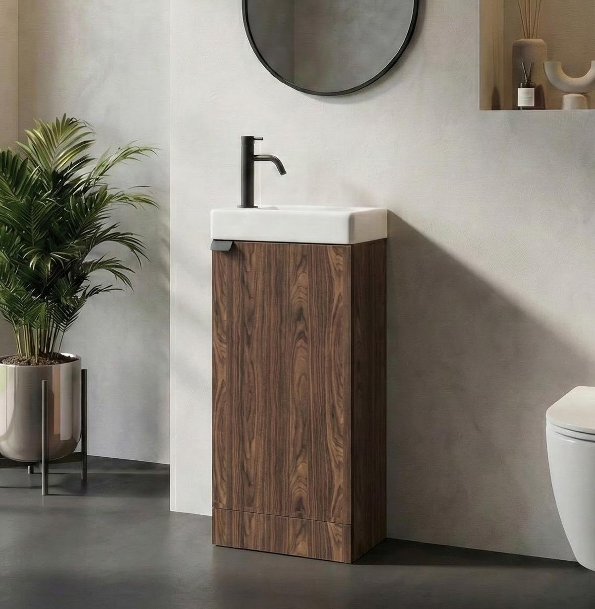 GÄSTE-WC-MÖBELSET Orion 2 Teile Walnuss Braun - 40 x 22 x 88 cm - Walnussfarben/Braun, Holz (40/88/22cm) - Badplaats