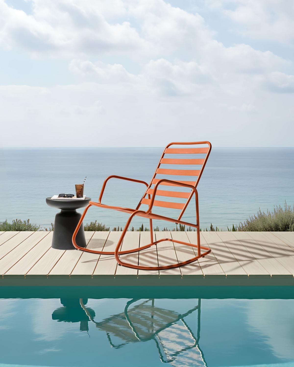 GARTEN-SCHAUKELSTUHL Orange Turi - Orange, Metall (66/92/96cm) - Beliani