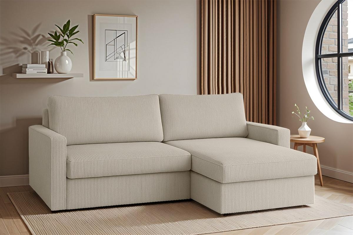 ECKSOFA Bendik In Poso - Weiß, Holzwerkstoff/Textil (224/140cm) - Fun Möbel