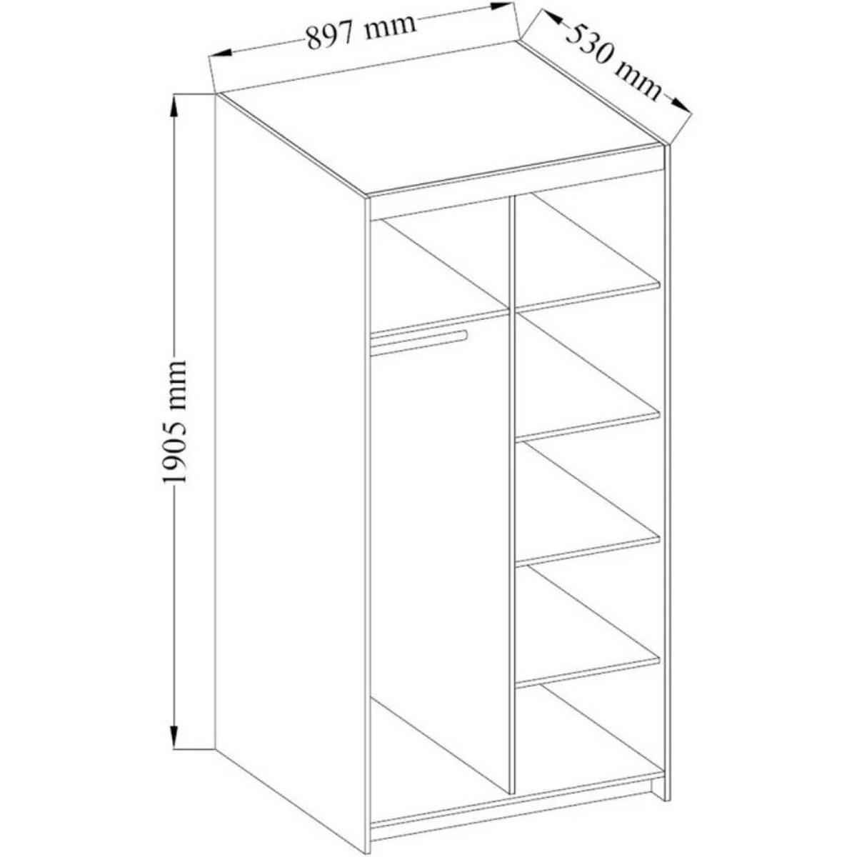 DREHTÜRENSCHRANK Elena mit 2 Türen, ohne Spiegel, Eiche Geölt - Eichefarben, Holzwerkstoff (90/190/53cm) - Beautysofa