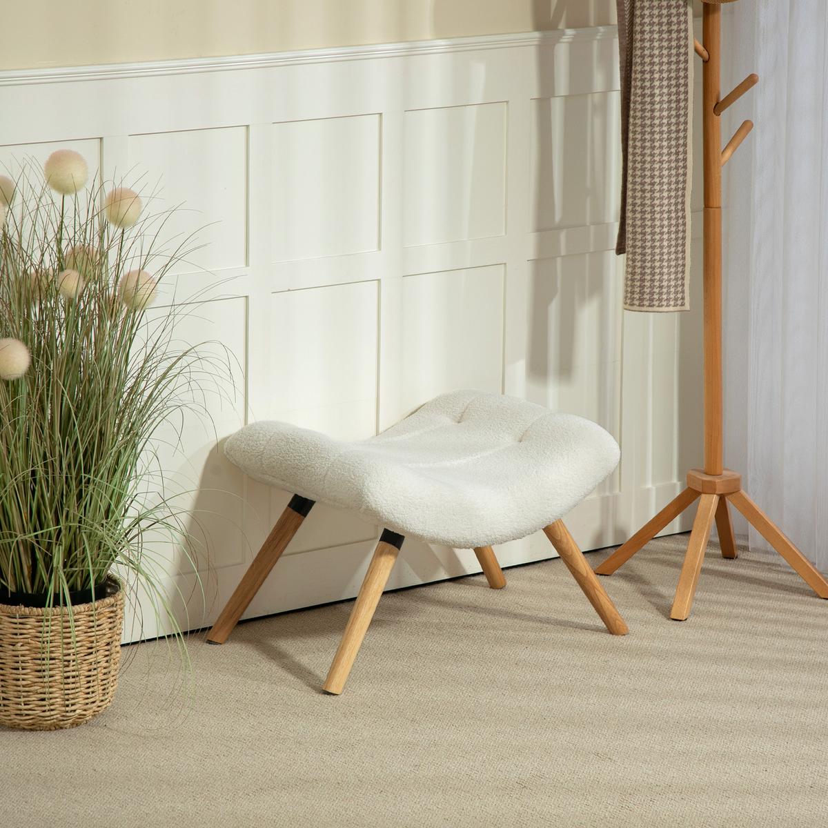 SITZHOCKER, Fußhocker, Polsterhocker, Fußstütze bis 120 kg belastbar Cremeweiß - Weiß, Kunststoff (45/38/67cm) - HOMCOM