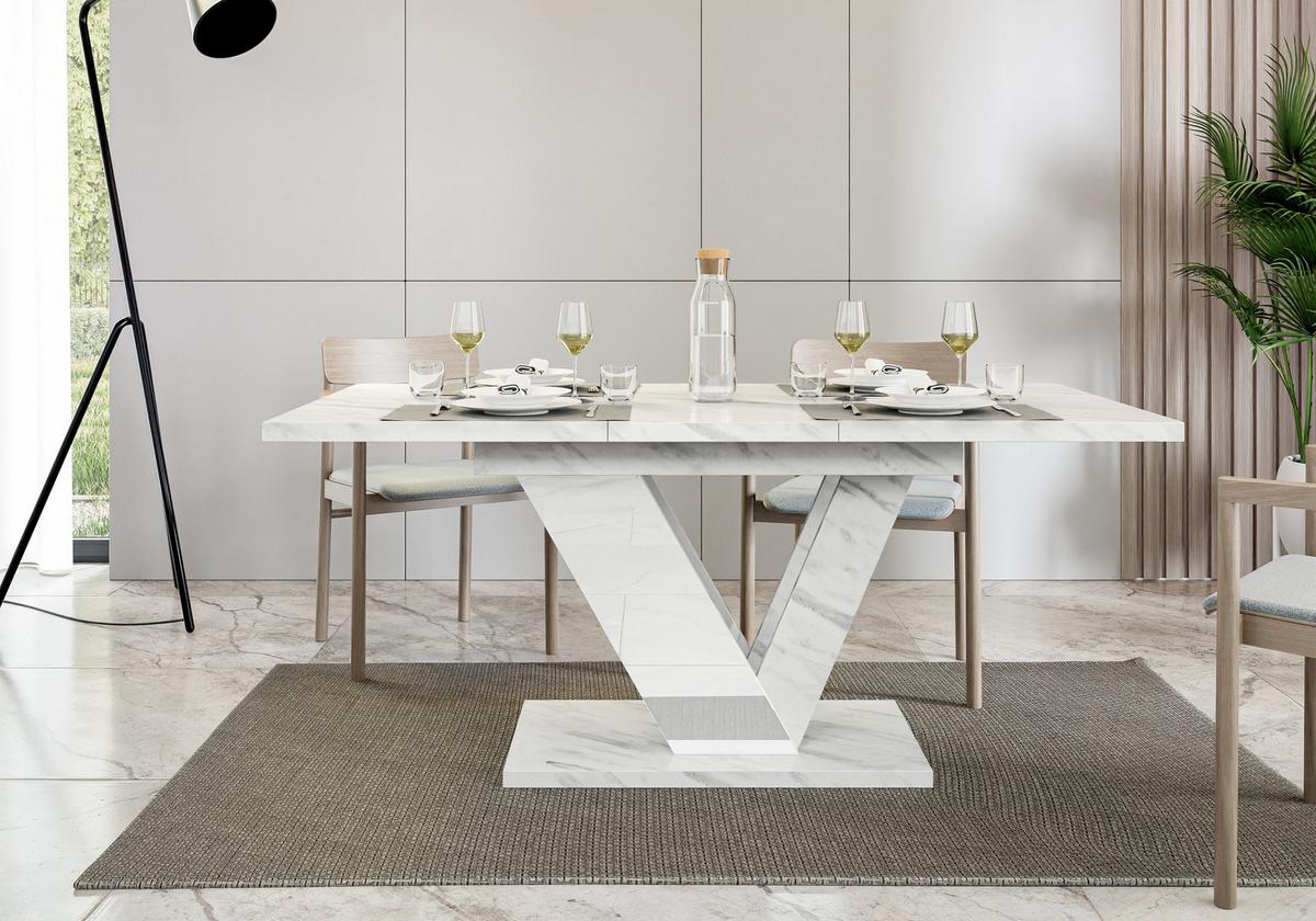 ESSTISCH ZAFIR Ausziehbar 120 - 160 / 80 x 76 cm - Hellgrau/Weiß, Holz (120/80/76cm) - MASSENO