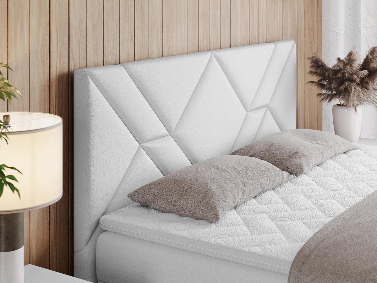 BOXBETT NEOMI 160/200 - Weiß Kunstleder - H3 - Visco - Weiß, Holz/Textil (160/200cm)
