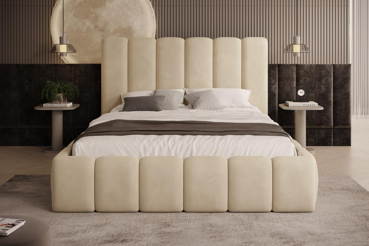 POLSTERBETT Vilo 180x200 mit Bettkasten und Stabilem Metallgestell - Beige, Textil (180/200cm) - Storez24