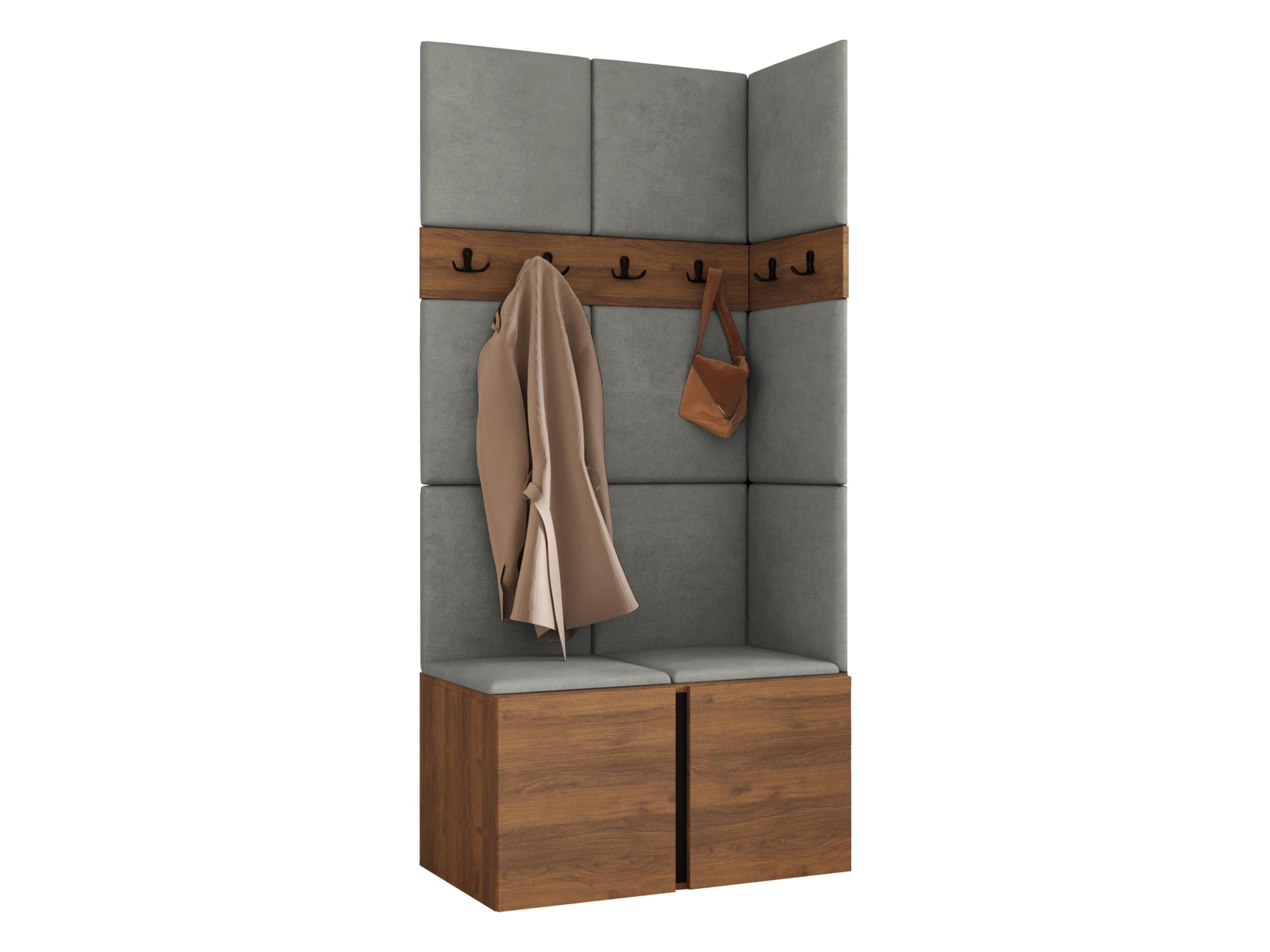 GARDEROBEN-SET Orion I - Nussbaumfarben/Grau, Holzwerkstoff/Kunststoff (84/186/46cm) - MIRJAN24