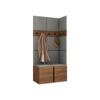 GARDEROBEN-SET Orion I - Nussbaumfarben/Grau, Holzwerkstoff/Kunststoff (84/186/46cm) - MIRJAN24