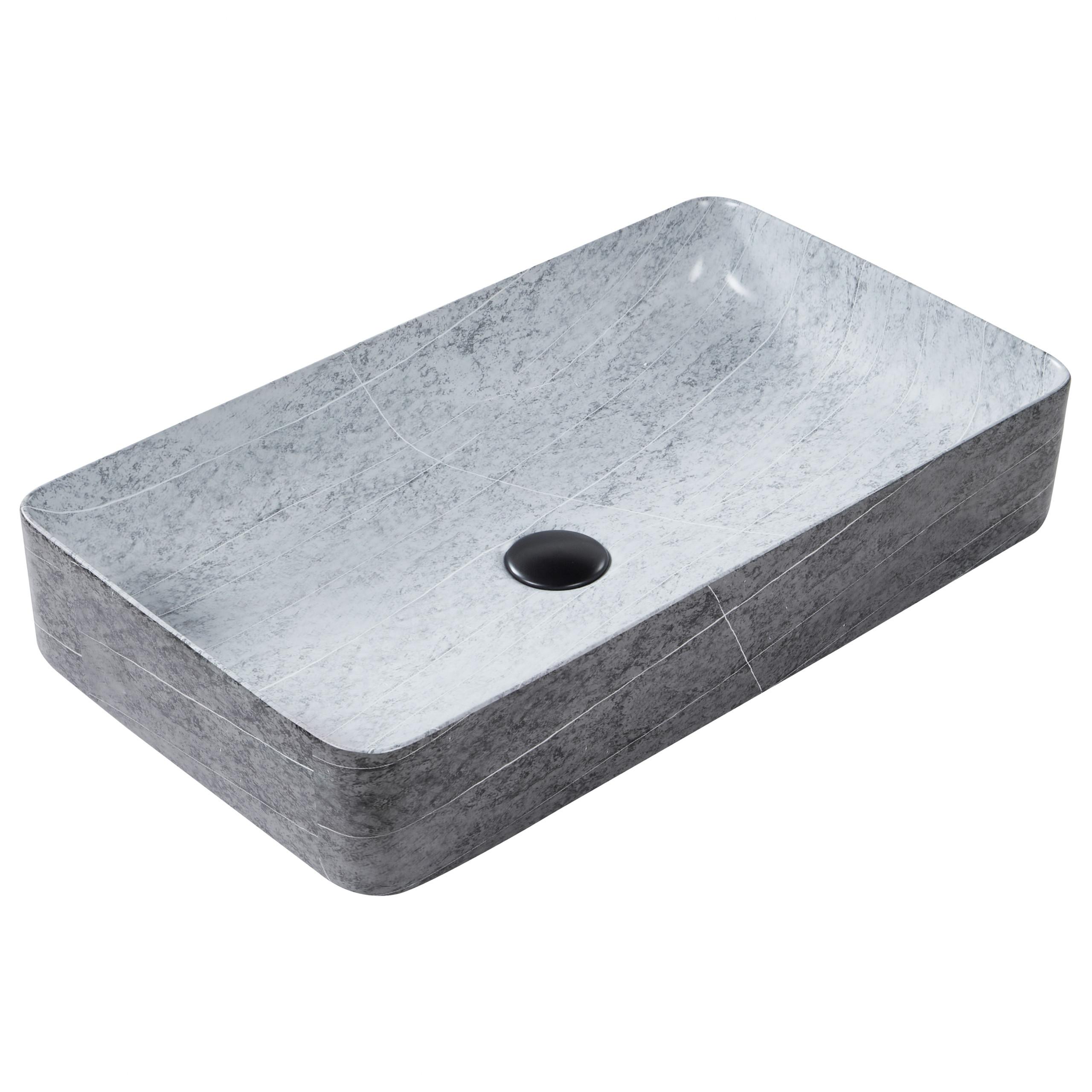 AUFSATZWASCHBECKEN 61/35 cm Artaj - Schwarz/Grau, Keramik (61/11/35cm) - Beliani