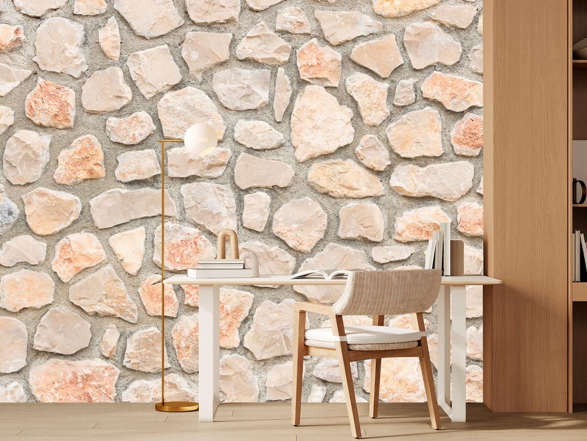 FOTOTAPETE für Wohnzimmer Steinmauer Ziegel Wand Industrial Textur 100x70 - Weiß/Grau, Papier (100/70cm) - Muralo