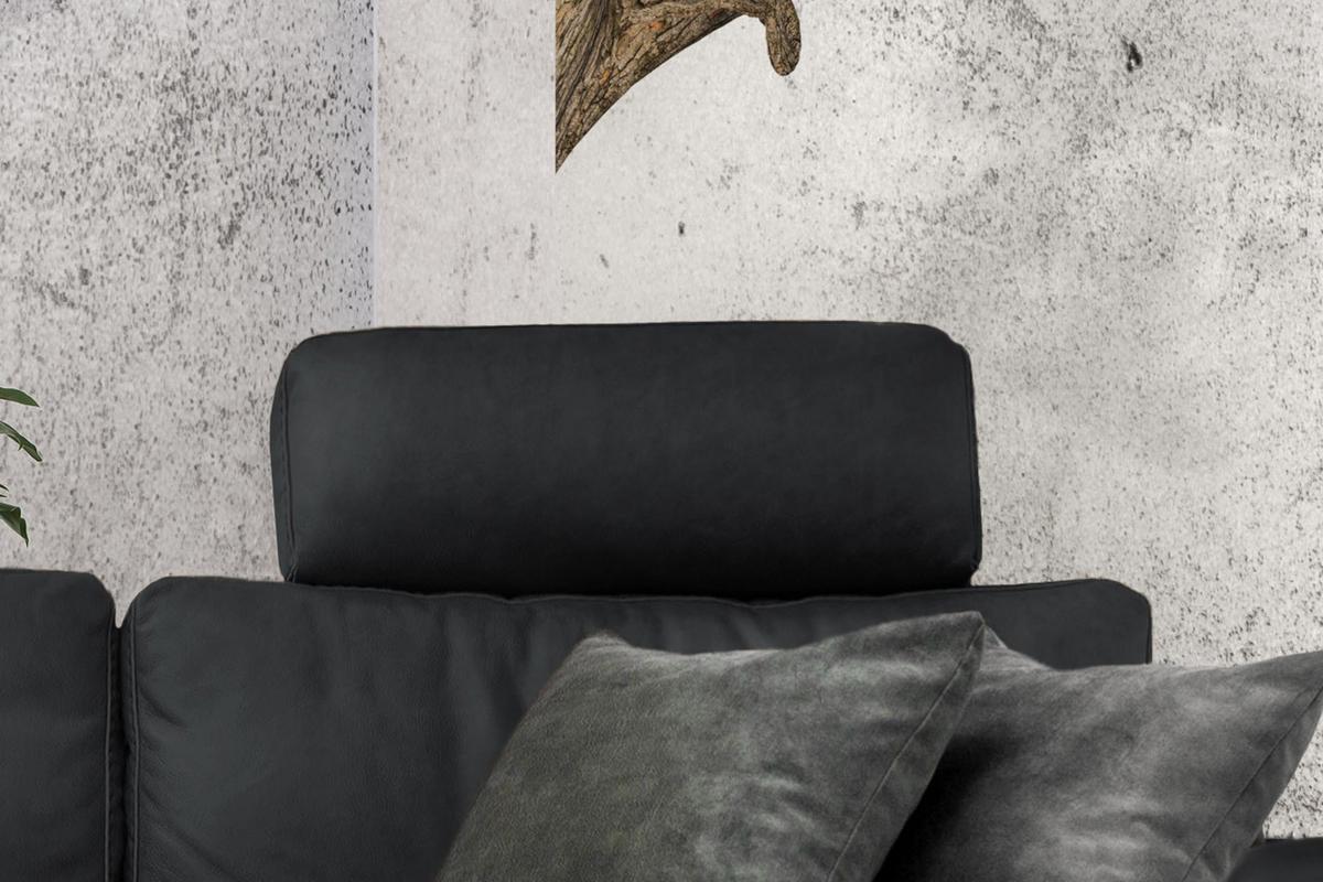 ECKSOFA XL MOTORISCHER RELAXFUNKTION LOLA Schwarz Leder Relaxfunktion - Schwarz, Leder (304/178cm) - KAWOLA