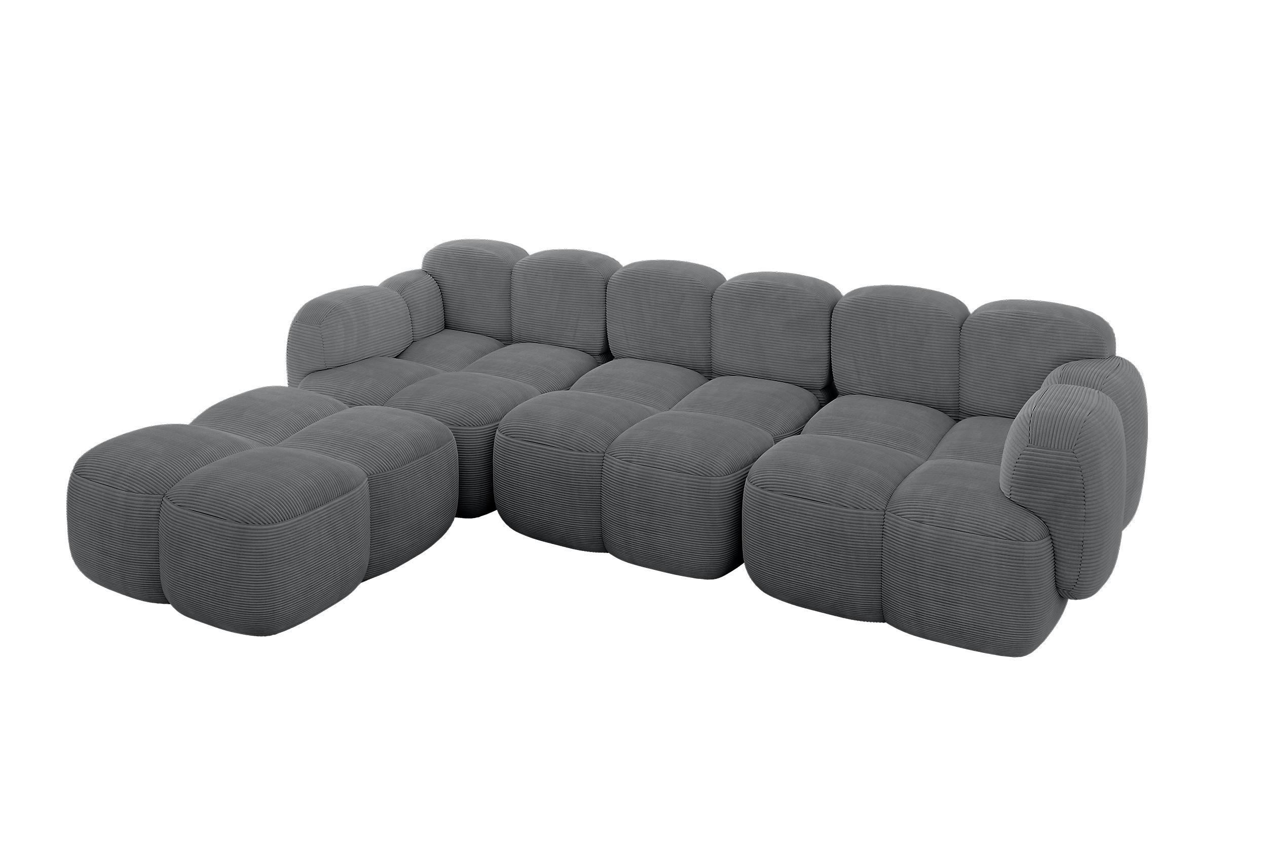 ECKSOFA modulares Sofa Links Miko-L2 302x205x75 Dunkelgrau Cord - Graphitfarben/Schwarz, Holzwerkstoff/Kunststoff (302/205cm) - ALTDECOR