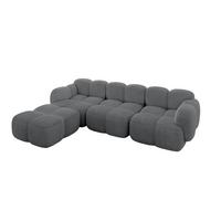 ECKSOFA modulares Sofa Links Miko-L2 302x205x75 Dunkelgrau Cord - Graphitfarben/Schwarz, Holzwerkstoff/Kunststoff (302/205cm) - ALTDECOR