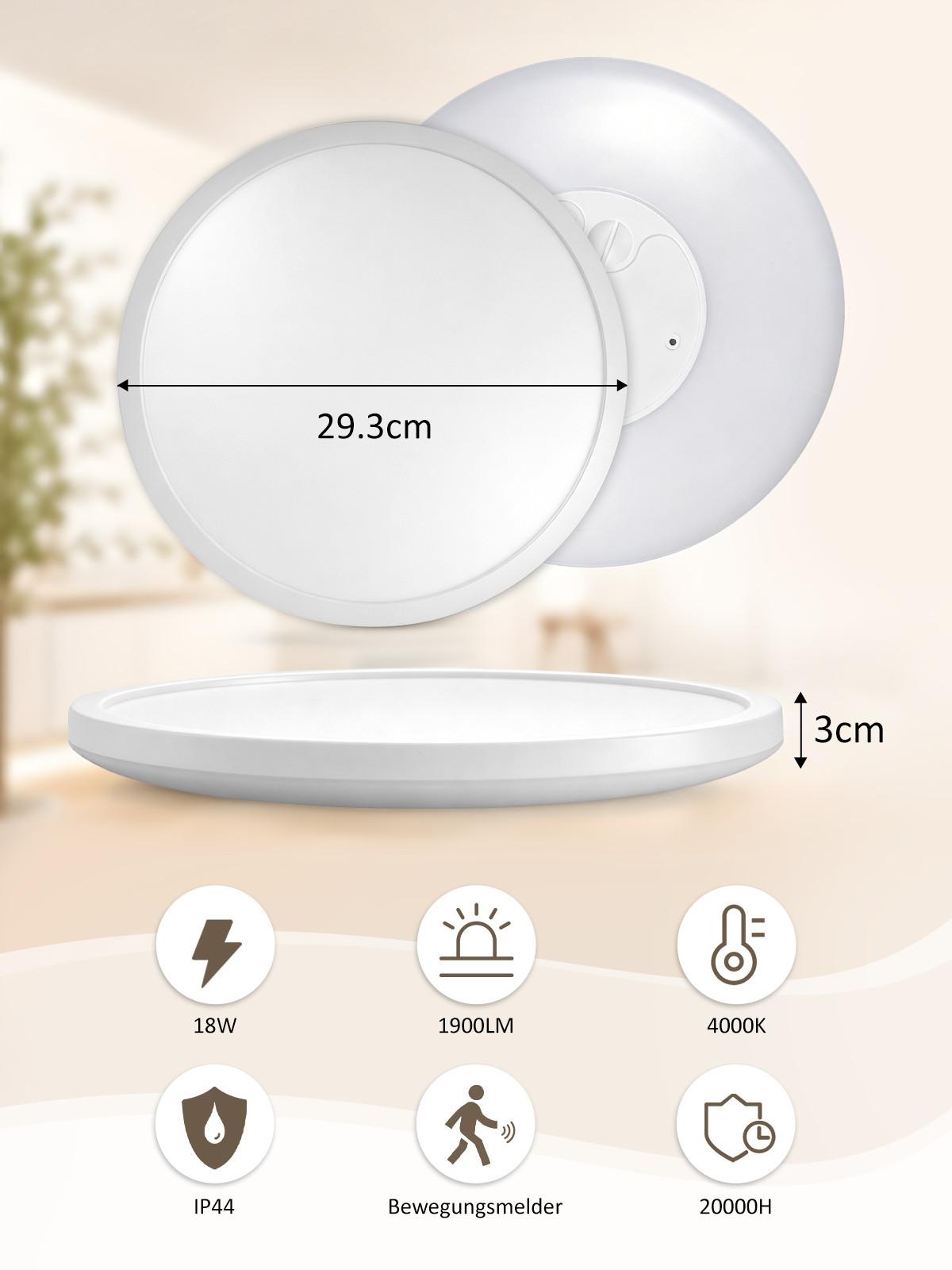 LED DECKENLEUCHTE Lyvyn 29.3/29.3/3 cm - Weiß, Kunststoff (29.3/29.3/3cm) - ZMH