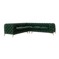 ECKSOFA Chesterfield Lexi Flasche Grün Samt - Smaragdgrün/Goldfarben, Holz/Textil (264/264cm) - S-Style Möbel