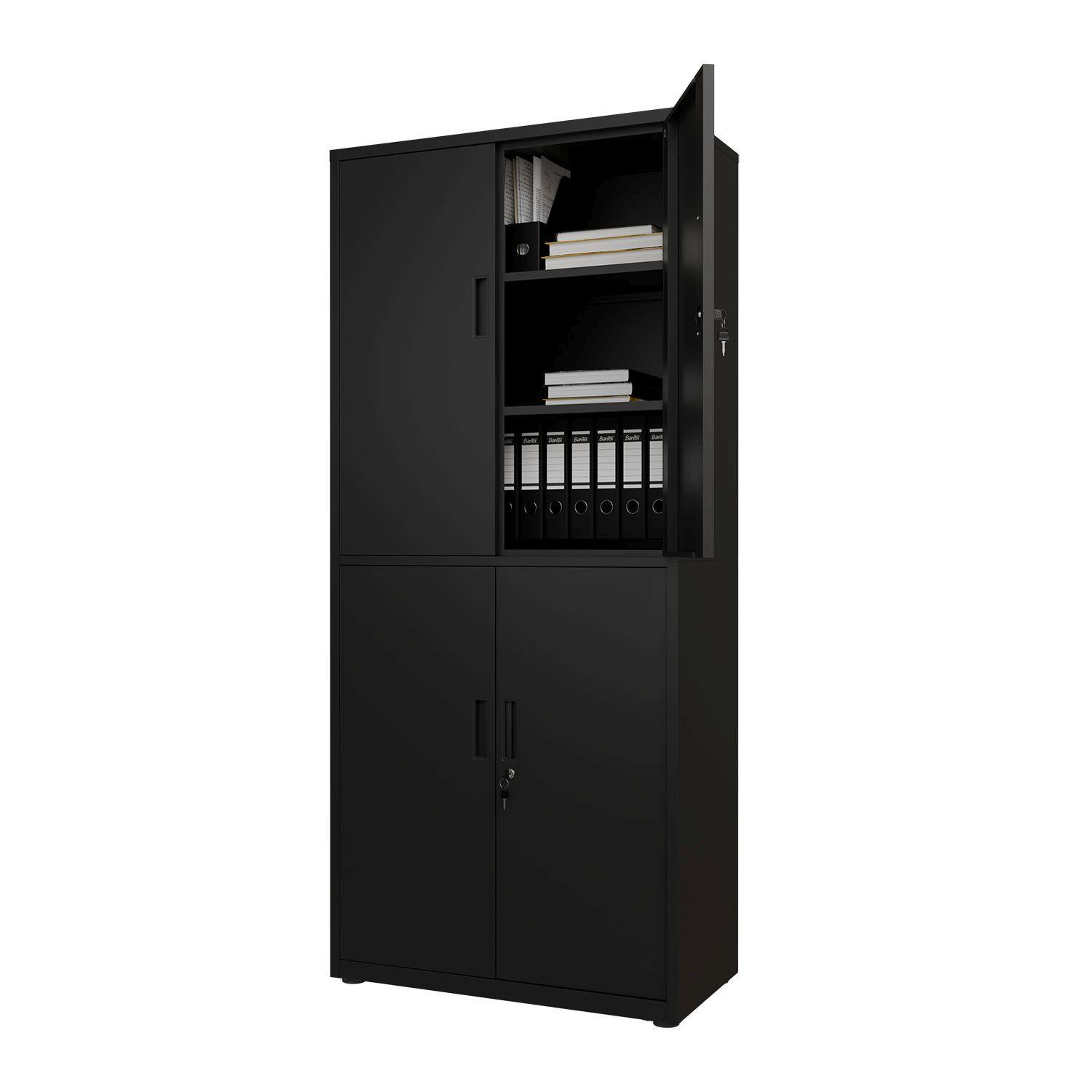 METALLSCHRANK 180/80/40 cm schwarz abschließbar - Schwarz, Metall (80/180/40cm) - Juskys