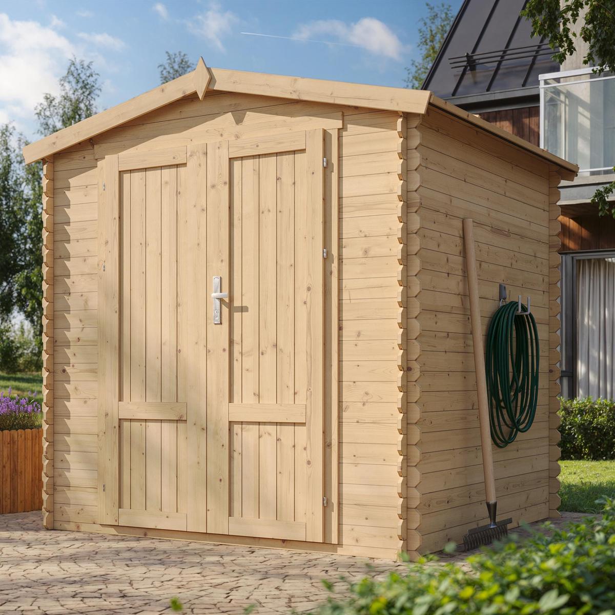 HOLZ-GARTENHAUS 3,53 m² TIMBELA M343F1 - Naturfarben, Holz (216/218/206cm) - Timbela