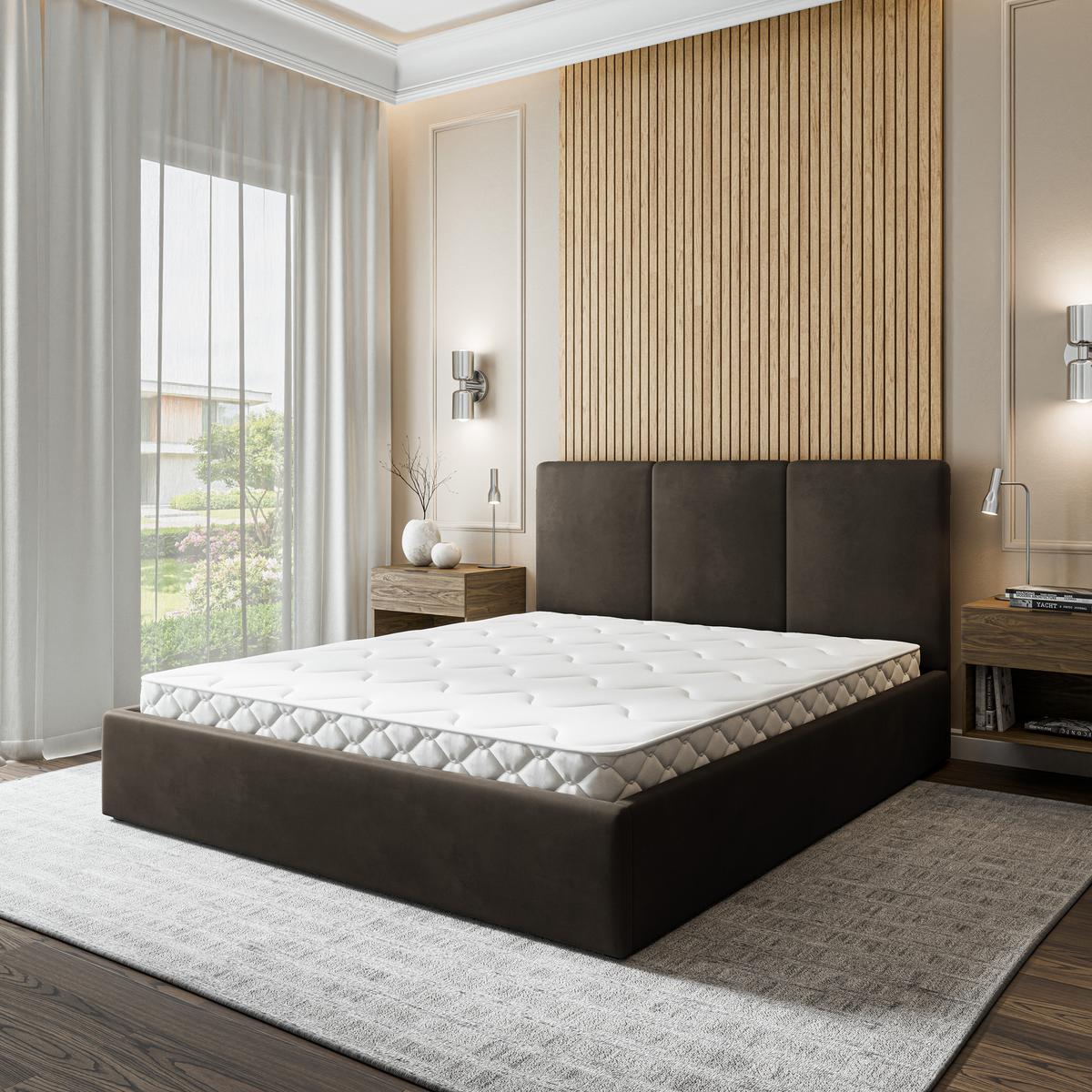 POLSTERBETT AZURI 180x200 cm mit Bettkästen - Braun - Braun, Holz (180/200cm) - MASSENO