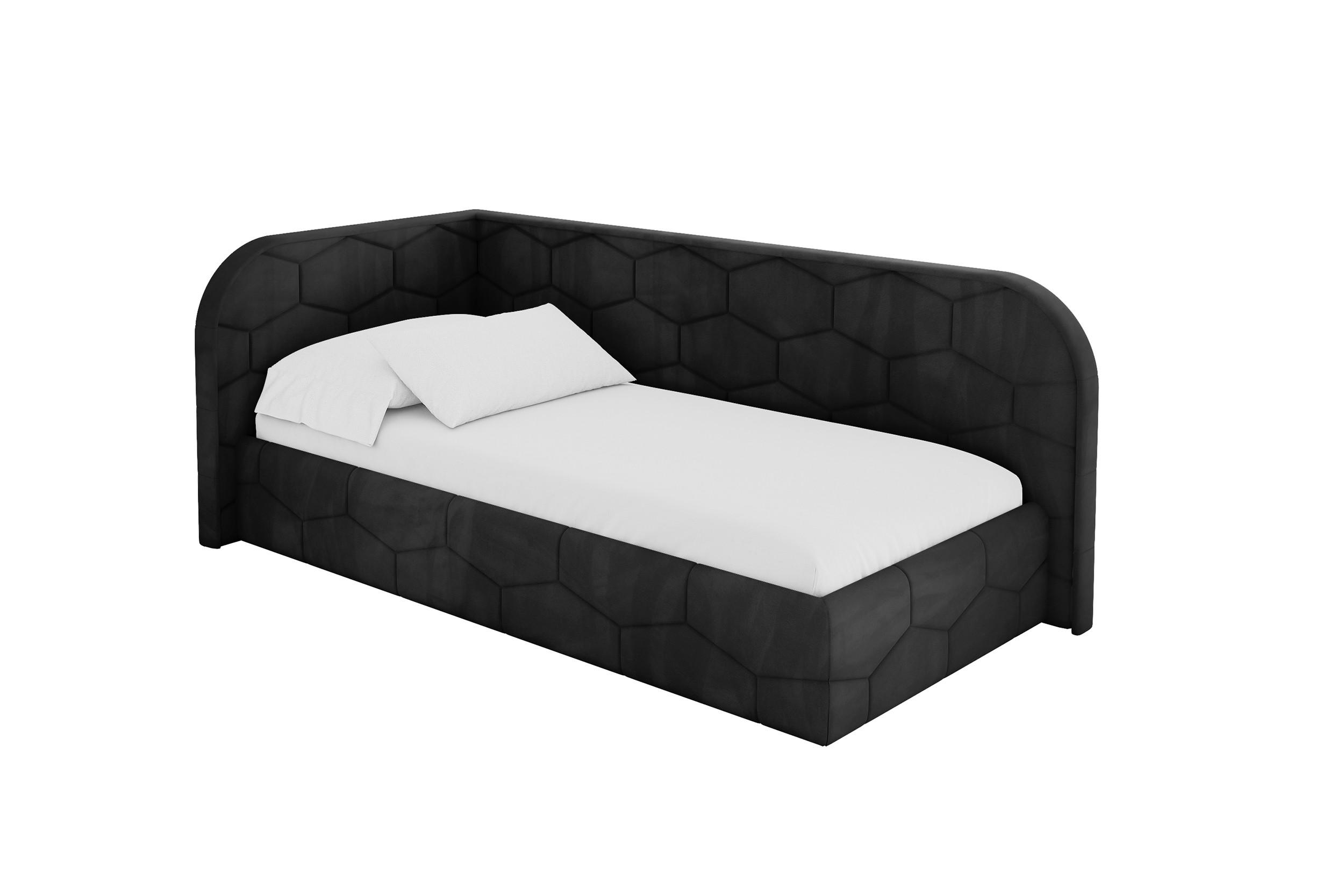 EINZELLBETT Jugendbett mit Bettkasten, Rechts - JAXY 100x200 Schwarz - Anthrazit, Holzwerkstoff/Textil (100/200cm) - ALTDECOR