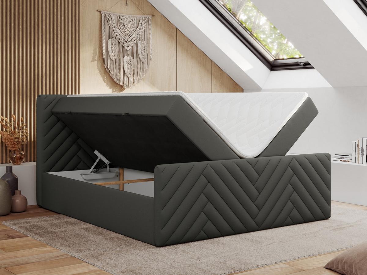 BOXBETT PARIS DUO 180/200 - Grau Kunstleder - H4 - Grau, Holz/Textil (180/200cm) - MKS